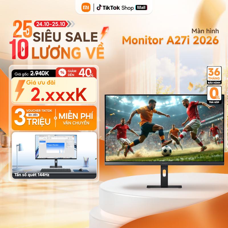Màn Hình Máy Tính Xiaomi 27 inch A27i 2026 Độ Phân Giải Full HD- 144Hz - Hàng Bảo Hành 36 Tháng