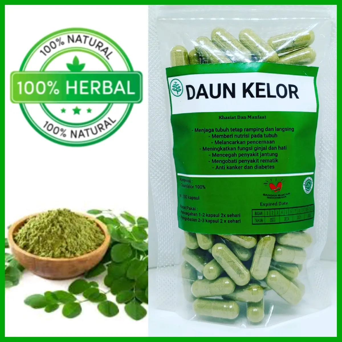 kapsul herbal daun kelor isi 100
