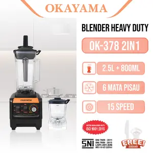 Okayama Blender 2.5L+800ML 220V 6 Pisau Blender Buah Multifungsi Chopper Juicer Bahan PC Food Grade Mesin Blender Mixer lce Crusher [2]