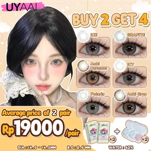 [NDD+COD] [BUY 2 DAPAT 4 ] （2 softlens+2 len case ）UYAAI SOFTLENS Set Big Eye Softlens Ocean Gray Softlens 6 MONTHS Soflens Lensa