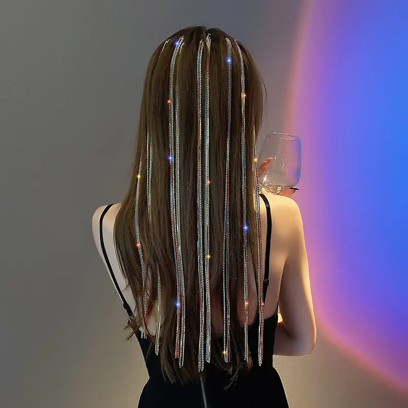 CLARA【WA-MT002】20inches Silver & Colorful Clip Shining Hair Extension Chain Fashion Daily Use or Party