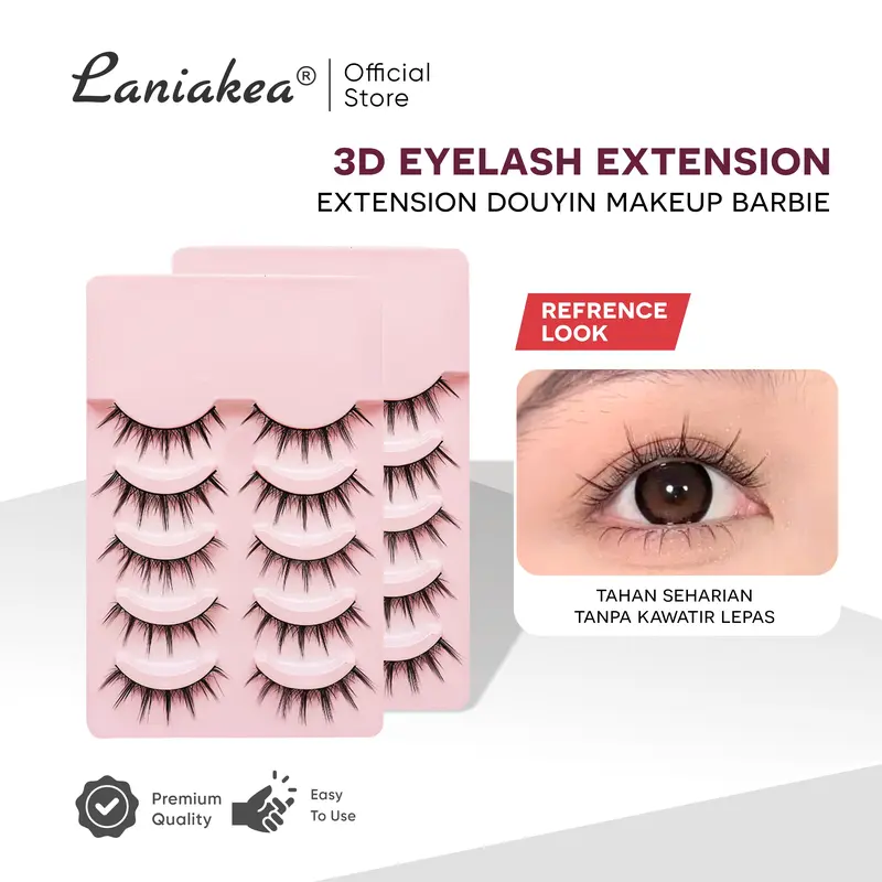 LANIAKEA 5 Pasang Fake Lashes Natural Bulu Mata Palsu Korea 3D Eyelash Extension Bulumata 0