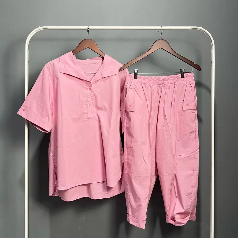 Baju Wanita One Set Polos Kancing Celana 7/8 - 7466 XXXL Setelan 0