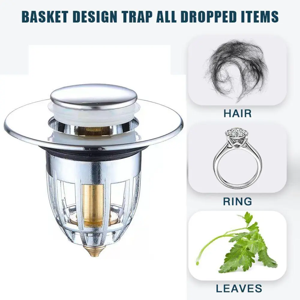 Phích Cắm Thoát Nước Bồn Rửa, Chống Cháy Nổ Mới, Dễ Lắp Đặt, Bộ Lọc Thoát Nước Nảy Bồn Rửa, Nút Chặn Thoát Nước Bồn Rửa, Với Giỏ Chống Tắc Nghẽn