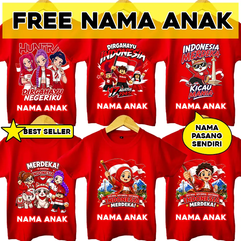 [GRATIS NAMA] Baju Anak 17 Agustus Kemerdekaan Indonesia MERAH