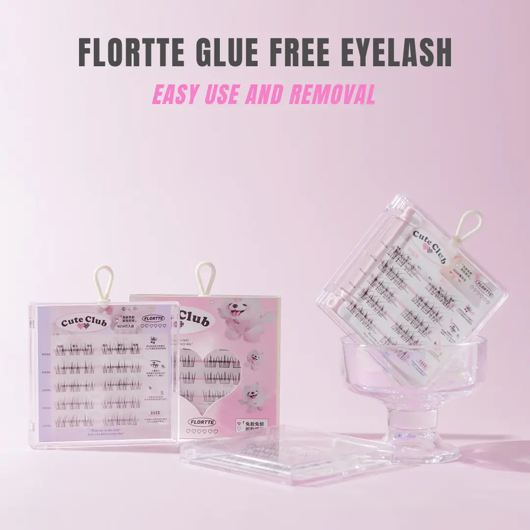 FLORTTE Self Adhesive Eyelash Glue Free Cluster Top Lash High Quality Reusable Lashes Easy 1 Second Application And Removal