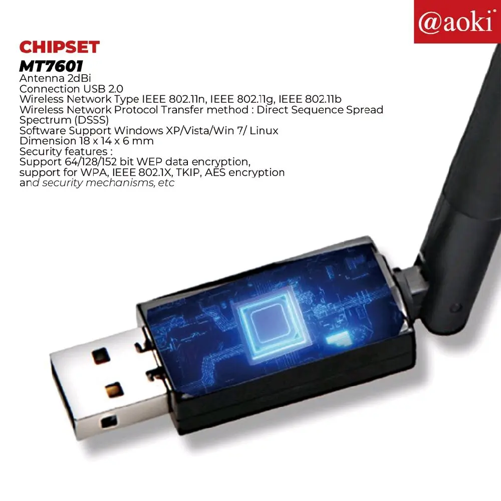 AOKI/EVINIX DONGLE WIFI CHIPSET MT7601 ORIGINAL BUAT STB,PC, LAPTOP, PARABOLA