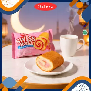 18g*14pcs 18pcs 22pcs Dalezz Swiss Roll Rasa Stroberi Isi Krim Strawberry Bolu Gulung Enak dan Lezat