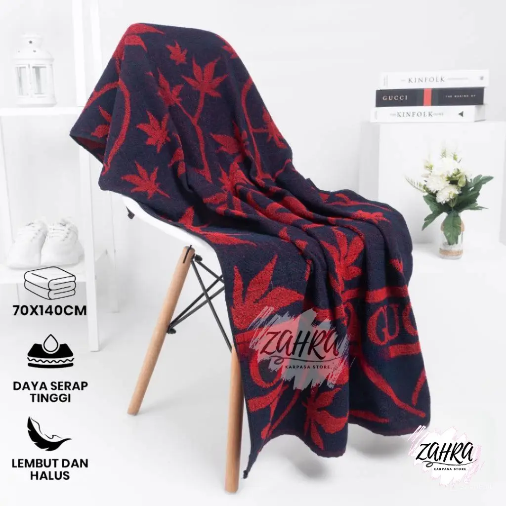 Handuk Mandi Dewasa Jumbo Size 70x150 Motif Daun Tebal Lembut Menyerap Air Super Premium Murah Anduk Import Lebar Halus