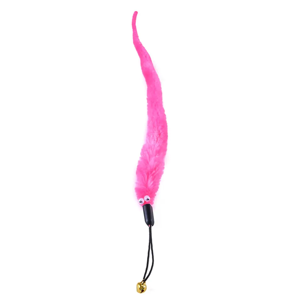 Ijsjwu Pet Cat Kitten Retractable Teaser Wand Bell Worm Replacement Head Scratch Toy
