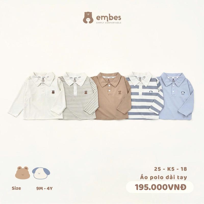 Áo polo dài tay năng động cho bé trai Embes Việt Nam từ 9 tháng - 4 tuổi - 25-K5-18
