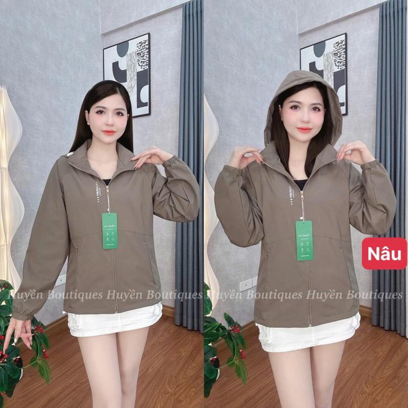   38-75kg  Áo Khoác Gió Nữ 2 Lớp Lót Lưới Dày Dặn Cao Cấp,Vải Gió Tráng Bạc Cản Gió,Kháng Nước,Chống Tia UV Mẫu Mới 2025 