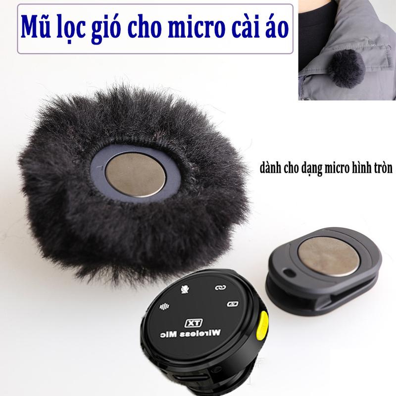 Mũ lọc gió tròn cho micro cài áo không dây như S16, Q7, J8..giúp lọc gió hiệu…