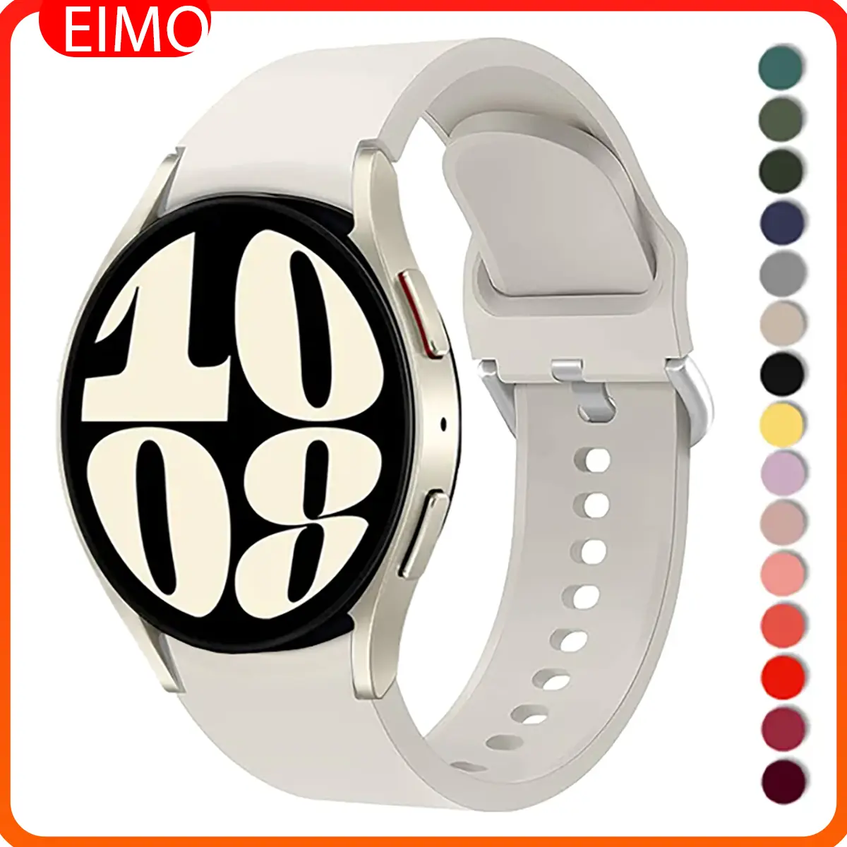 [Tali Jam Tangan] 20mm Silicone Strap For Samsung Galaxy Watch 4/5/6/7/FE 44mm 40mm 6 4 Classic 47mm 43mm 46mm 5 Pro 45mm Wristband Galaxy Watch 6 Smartwatch Rubber Band Tali Jam Tangan Metal buckle
