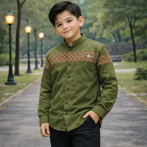 TNB - Baju Koko Anak - Atasan - Lengan Panjang - Model Terbaru 2026 - Motif Kombinasi Batik Kobata - Bahan Katun Impor Vito Signature - Gratis Ongkir