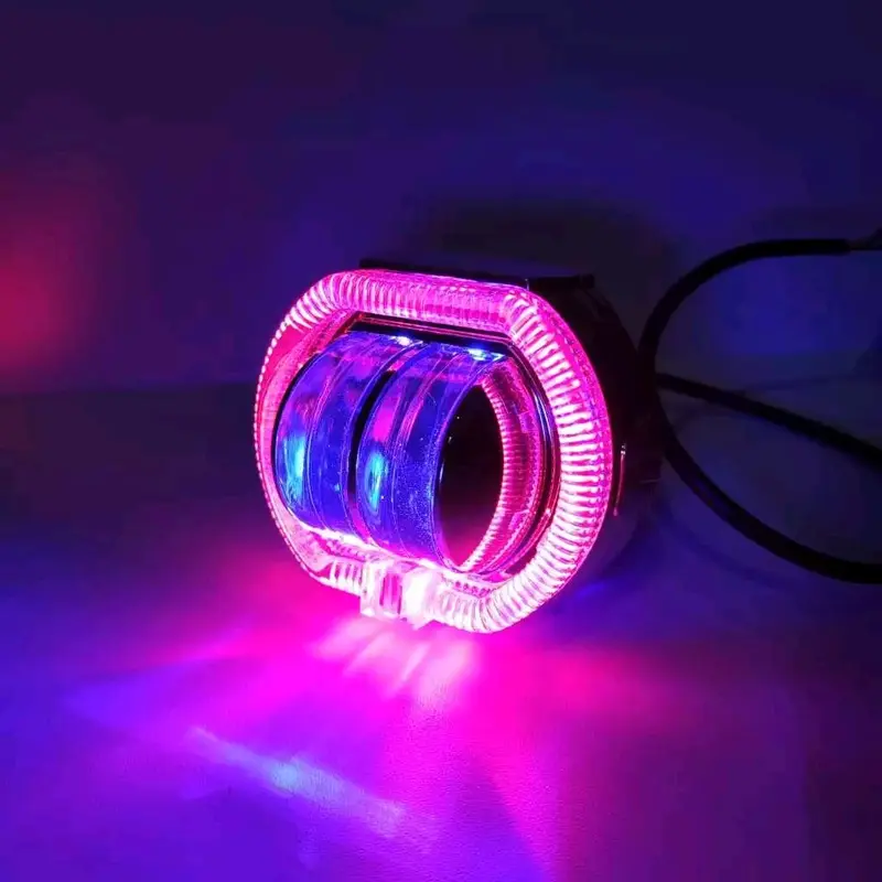 Lampu Tembak Sorot Depan LED Daymaker Biled 2 Mata 12 - 24 Volt Shroud Crystal 2 Warna Truk Bus Tronton Canter Fuso AE 8D Hi Lo High Low Jauh Dekat 3 Mode Strobo Kedip Flash Running Angel Eye Truck Bis Alat Berat Demon Eyes Angle Projie Utama Putih Kuning 5