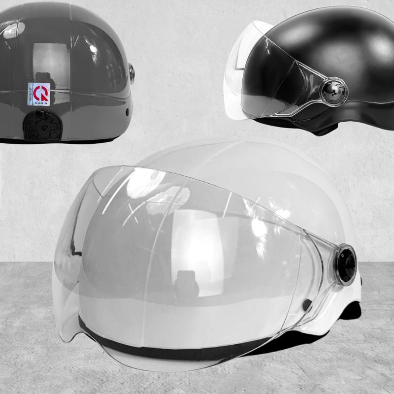 Nón Bảo Hiểm Nửa Đầu Có Kính Sơn Nhiều Màu - Che bụi mắt