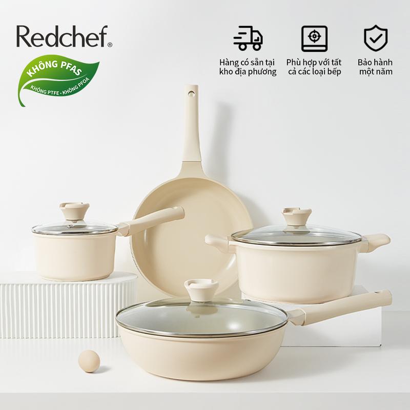  Redchef Bộ 7 món nồi chảo chống dính  không chứa PFAS PTFE & PFOA phù hợp với mọi loại bếp nồi canh rùa 