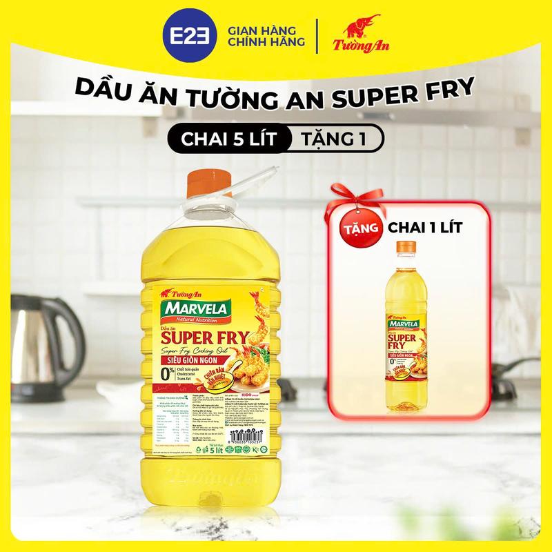 TA Dầu Ăn Tường An Super Fry Chai 5L TẶNG Chai 1L - Siêu Giòn Ngon - Dùng Cho Cả Gia Đình | E2E Thực Phẩm Đồ Uống | Kido Group