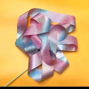 Tongkat tari balet glitter untuk senam ritmik balet atau tongkat pita glitter kilap
