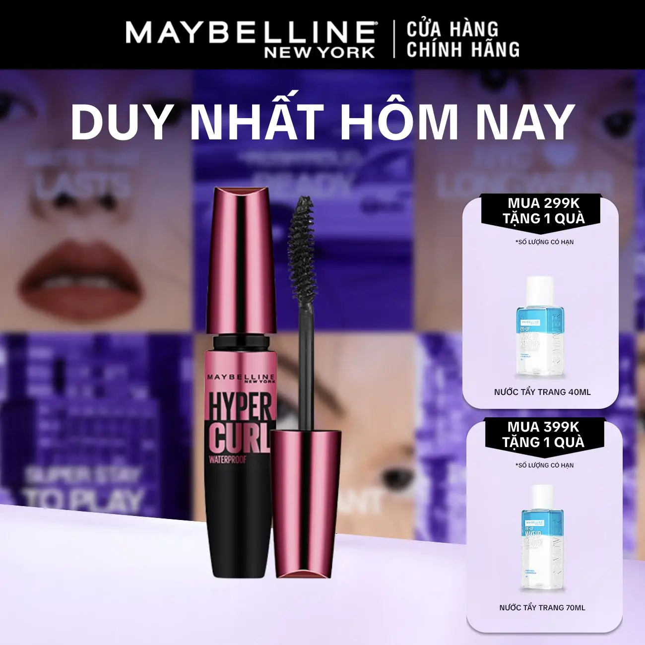 Mascara Dài Mi và Cong Mi Maybelline New York Hyper Curl Waterproof Chuốt Mi Đen Không Lem Không Trôi 9.2ml