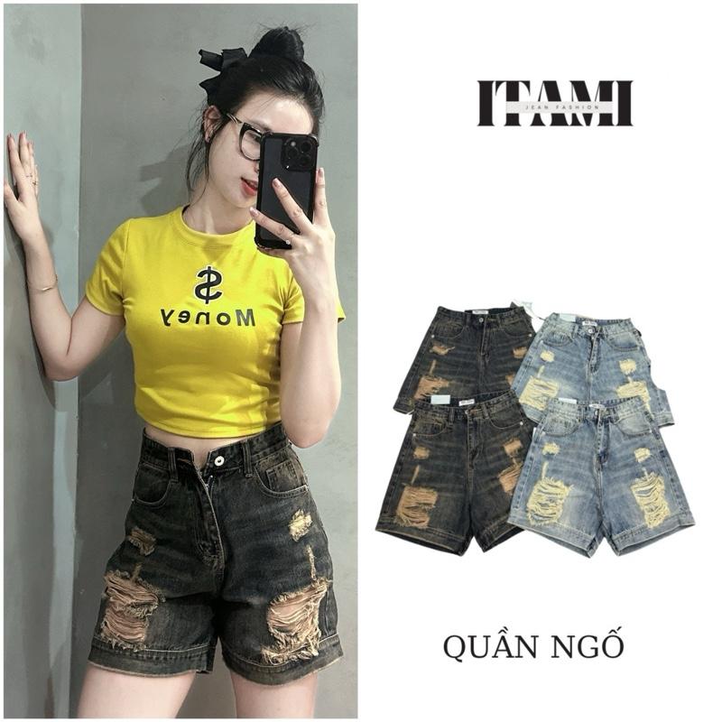 [824-823] QUẦN JEAN NGỐ NỮ LƯNG CAO RÁCH KIỂU ,KHÔNG CO GIÃN -ITAMI