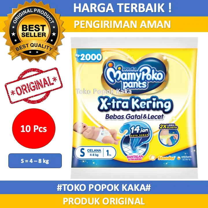Isi 10 Pcs Mamypoko Pants Popok Celana Sachet Xtra Kering ukuran NBS/S/M/L/XL/XXL