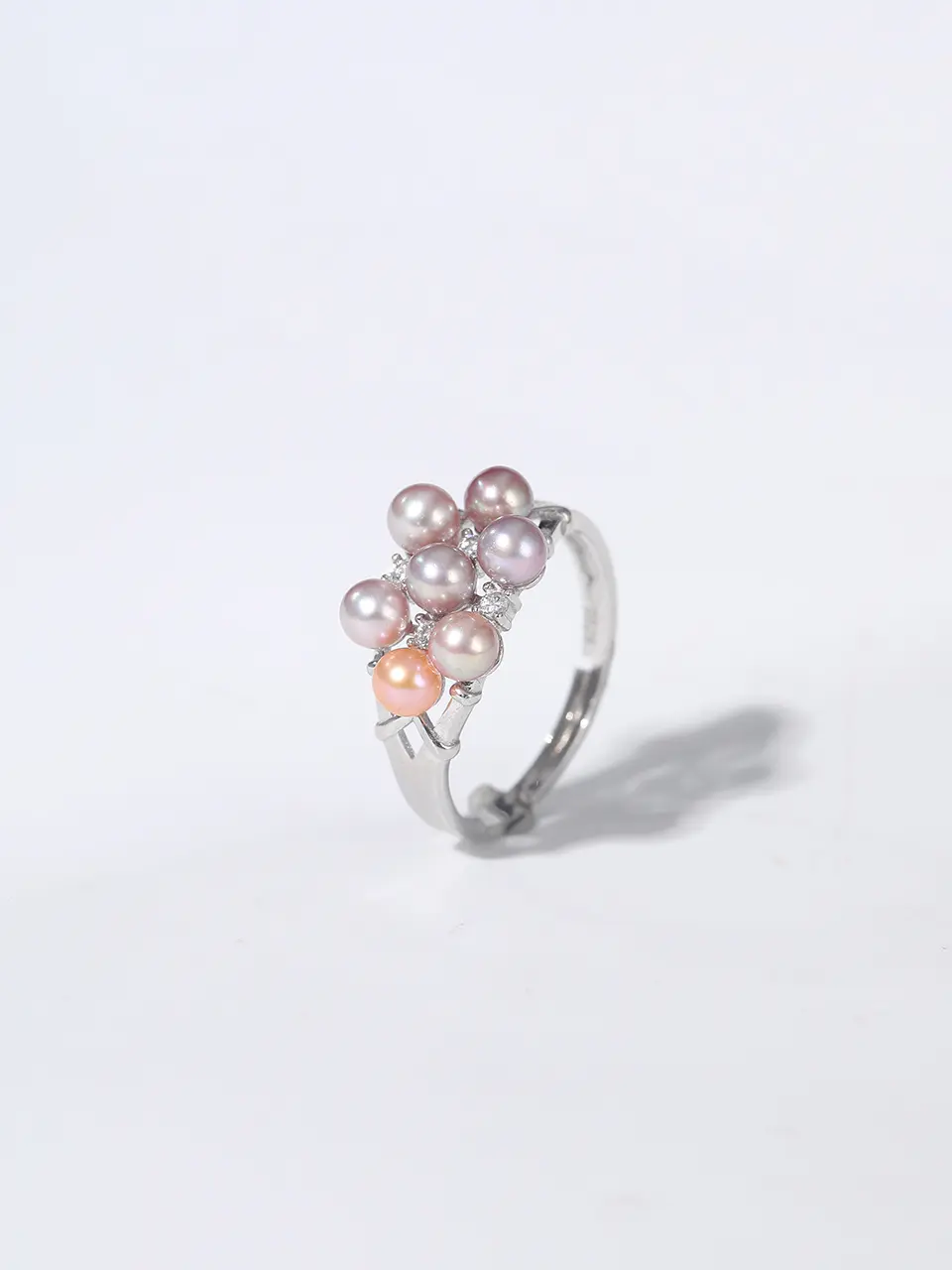 7x Colorful Freshwater 4-5mm Adjustable 925 Ring