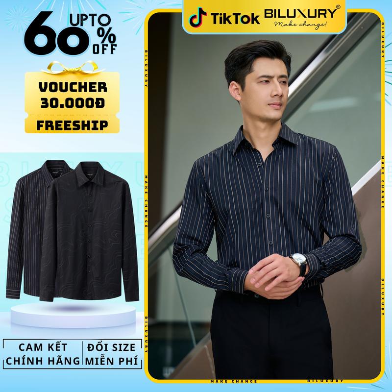 [HÀNG MỚI 2025] Áo Sơ Mi Dài Tay Họa Tiết 521/453 Biluxury Cao Cấp Bền Màu, Dễ Làm Sạch Thiết Kế Form ôm vừa người tôn dáng Nam Menswear Mềm Mịn, Chống Nhăn, Kháng Khuẩn Dày Dặn Nam Menswear Shirt