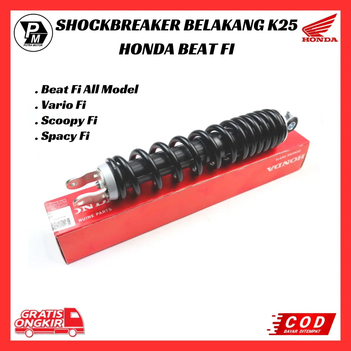 Shockbreaker Belakang Honda Beat Fi - Vario 110 Fi - Scoopy Fi - Spacy Fi 52400-K25-901