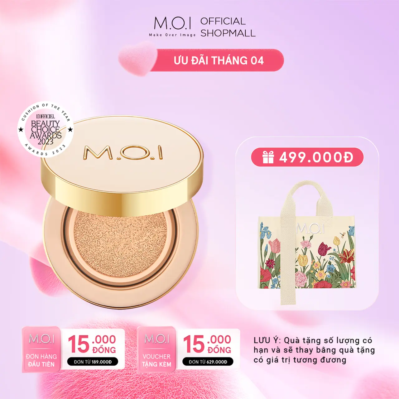 Phấn nước Kiềm Dầu Che Khuyết Điểm SPF 50+ PA+++ MOI Premium Baby Skin Cushion 12g