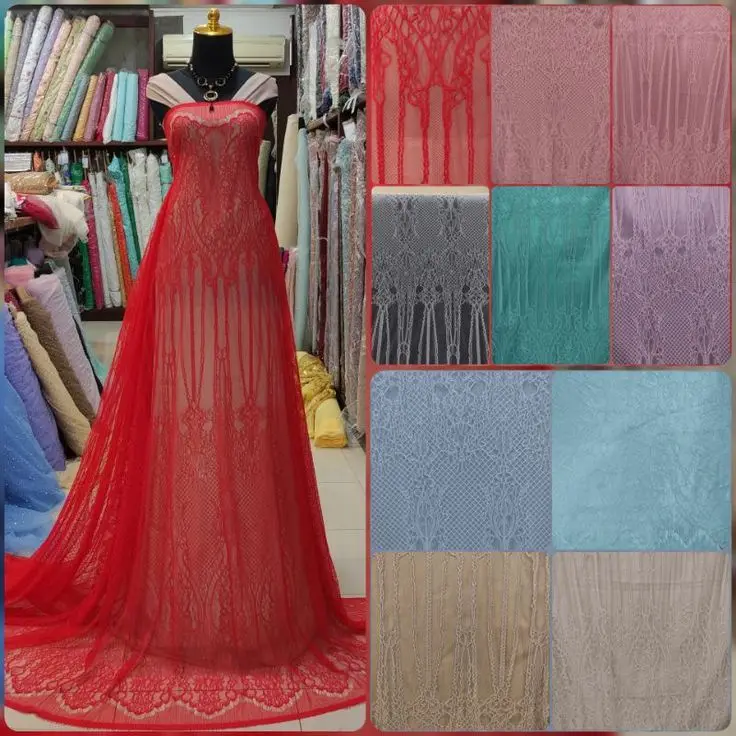 (ORIGINAL) Kain Brokat Chantily - Rekomendasi untuk Baju Kebaya Modern - Cukup Buat 1 baju Long dress Lengan Panjang - Arahan Baju Kebaya Wisuda, Kondangan, Bridesmade dll kain 6
