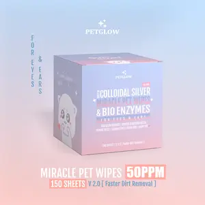 【150pcs】Petglow Colloidal Nano Silver Miracle Pet Eye Wipes Tissue Tisu Basah Mata Belekan dan Telinga Kucing