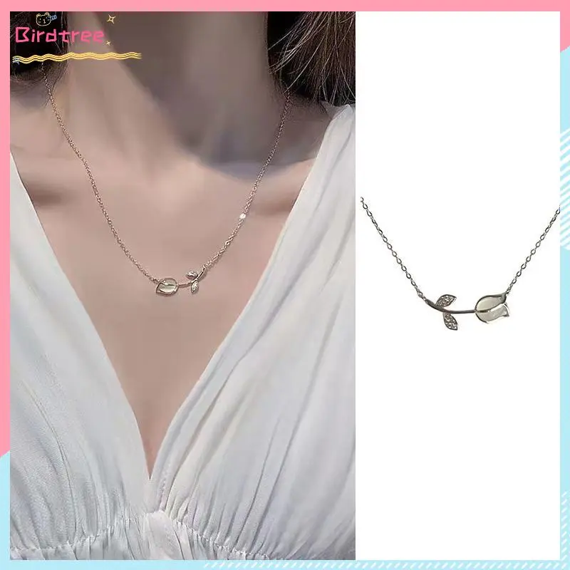 [Readystock❤️COD]Kalung Rantai Klavikula Liontin Tulip Gaya Korea Wanita Untuk Aksesoris Perhiasan- BS