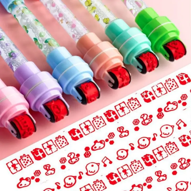 Bút Tạo Bong Bóng, Vui Nhộn Với Đèn, Có Tem, Bút Khuôn Con Lăn 5 Trong 1, Đa Chức Năng, Thích Hợp Để Viết Và Ký, Bút Thổi Bong Bóng, Thích Hợp Cho Học Sinh 7