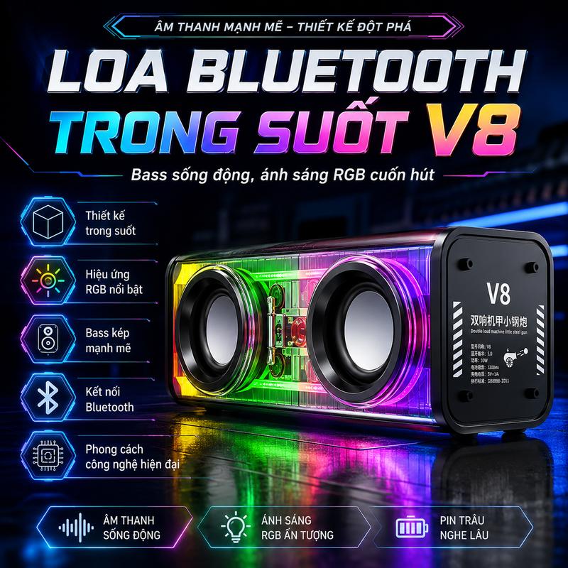 Loa Bluetooth, với phong cách mới, Loa Siêu Trầm, Bluetooth không dây, TWS, Chủ…