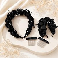 Gambar MOLFINE Set Aksesori Rambut Wanita Modis 4 Pcs/Jepit Pisang Polka Dot Satin Berlipat/Jepit Rambut Sisir Poni Berbentuk Pita Kupu-Kupu/Bando Polka Dot Dengan Pita Kupu-Kupu/Hitam Putih - Putih 4PCS dari Molfine Shop Kab. Tangerang 5 Tokopedia