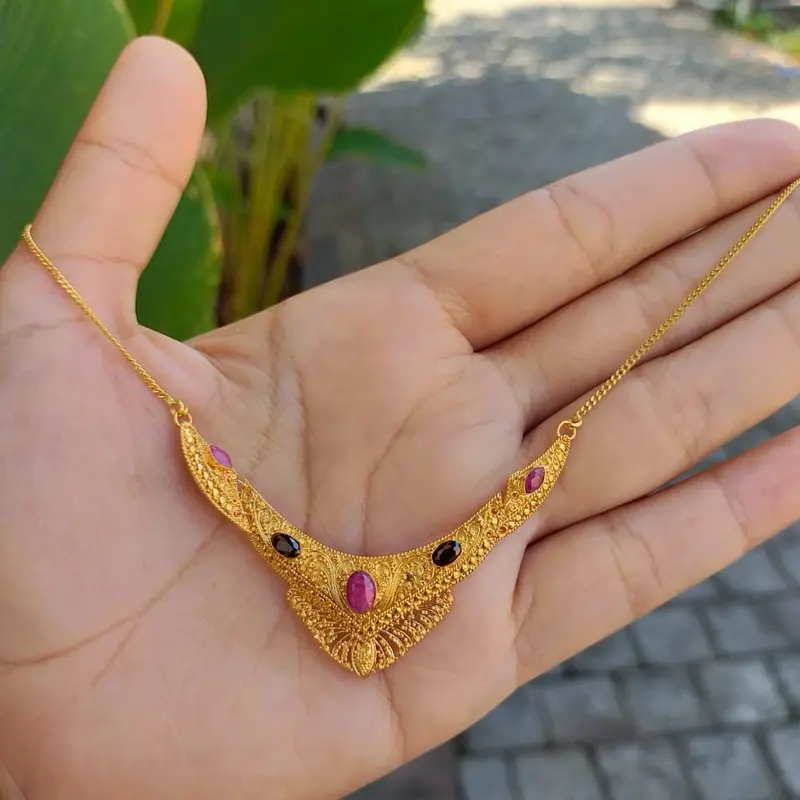Kalung Minang Kipas Bun Bali Lapis Emas 3