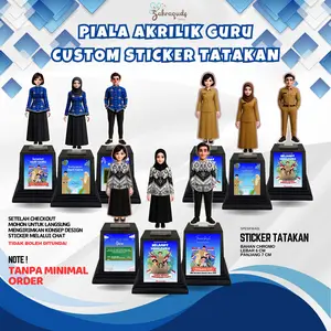 Piala Akrilik GURU Guru  KORPRI/PDH/PNS/PGRI + Custom Sticker + Tatakan Souvenir Tropi Hadiah Bahan Akrilik