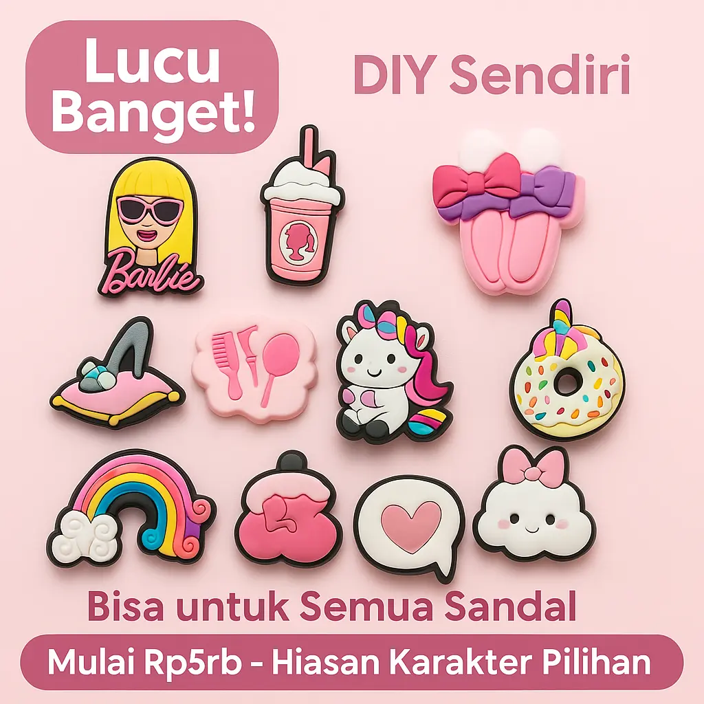 Aksesoris Sandal Lucu – Hiasan DIY Karakter Sepatu Anak – Tempelan Cocok untuk Crocs / Sandal EVA – 20+ Model Pilihan