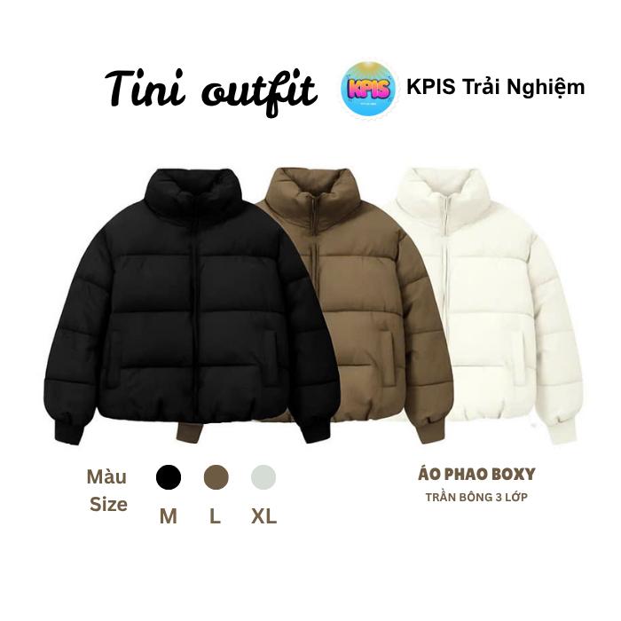 Tini outfit x KPIS TN Áo Khoác Phao Form Boxy Nam Nữ Cổ Cao Có Dây Rút Trần Bông 3 Lớp Dày Dặn Siêu Ấm Phù Hợp Cho Cả Nam Và Nữ