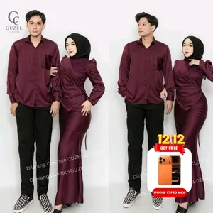 Guzel Couple Prince Elisa Dress Maroon Tua Brukat Satin Silk Premium Kondangan Body Fit 2025