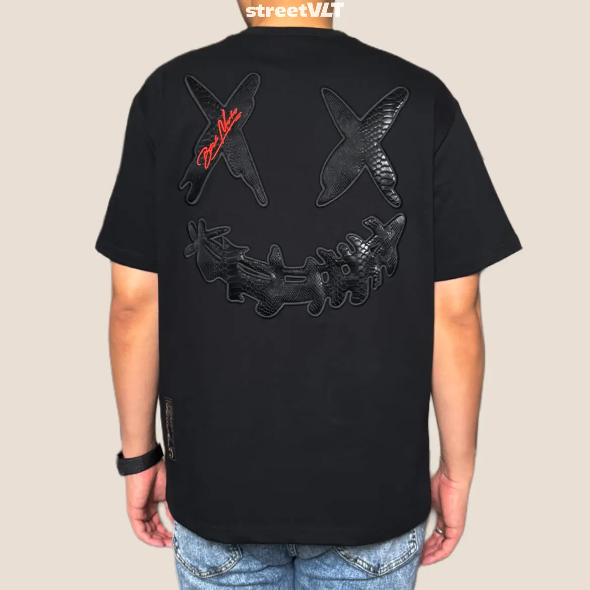 RIC Ricky is Clown Black Mamba Diablo Snakeskin Embroidery Black Tee 100% Original