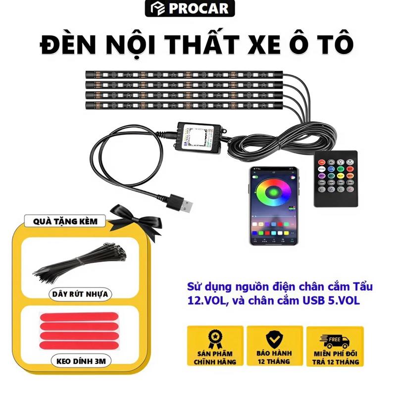 Đèn Led chiếu sàn gầm ghế trang trí nội thất xe ô tô Dùng điện Usb 5v và Tẩu 12v. Có Remote+App kết nối điện thoại Thanh Led dài 22cm. Bảo Hành 12 tháng