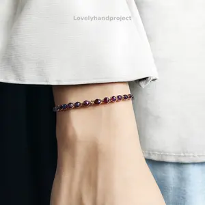 Gelang Kristal Maroon Pelangi Macrame Wanita Ukuran Bead Manik Aesthetic Handmade Hitam Ceko