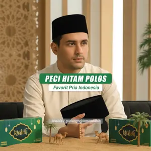 Peci Hitam Polos Dewasa Anak Kopiah Haji Muslim Songkok Pria Favorit Khalifa
