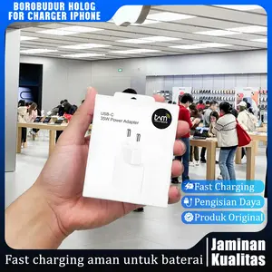 Borobudur Holog -Paket Lengkap Charger Type-C: Fast Charger 20W/35W + Kabel USB-C - Solusi Modern & Minimalis For iPhone 15/16/17 Pro Max