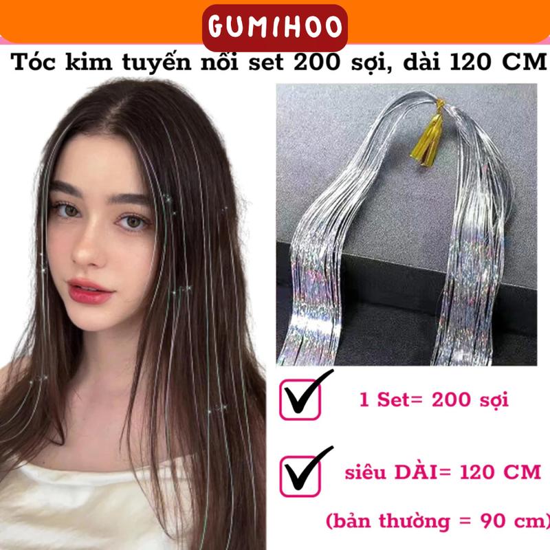 Tóc lᶖght giả kim tuyến nối set 200 sợi, dài 120 cm SN Gumihoo