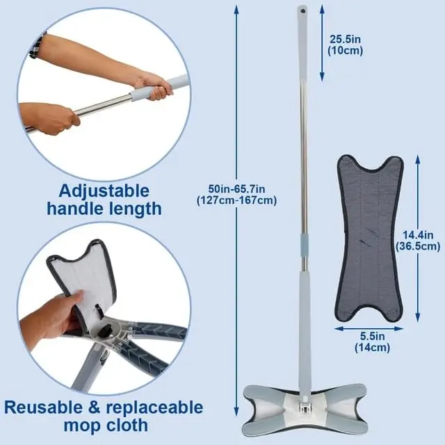 Alat Pel Peras Praktis Mop Magic Bentuk Light X-shape Mop Putar Twist Mop Gagang Panjang 3