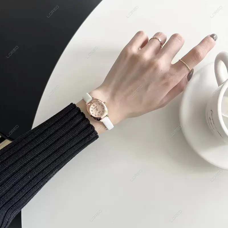 Loreo - Jam Tangan Wanita Tali Kecil Analog Quartz Watch Gaya Retro Strap Pu Croco 8